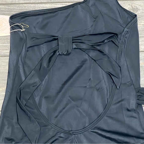 NWT HAH X Free People One Piece Swimsuit Medium 1 4 Ur Soul 1 Shoulder Black - Picture 4 of 15